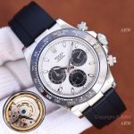 Swiss Quality Clone Rolex Daytona Panda White Dial Rubber Strap Watch 40mm